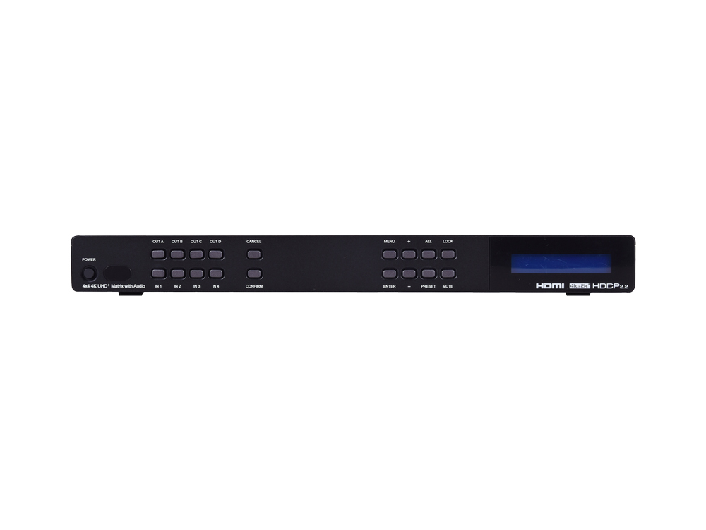A-NeuVideo 4x4 4K60 HDR HDMI Matrix Routing Switcher with 1080 Down Scaling/Analog Audio Output