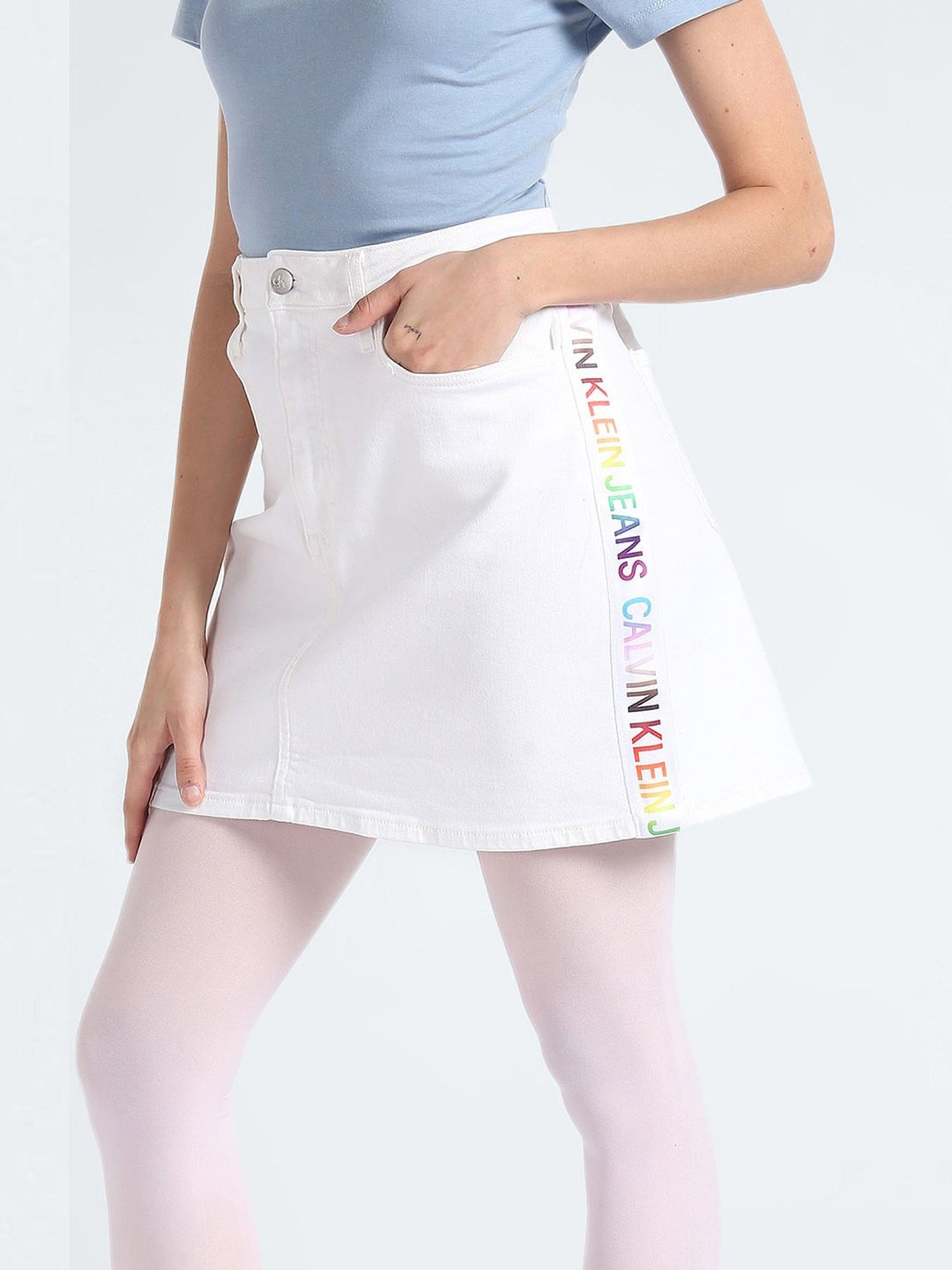 Calvin Klein Jeans White Slim Fit Skirt