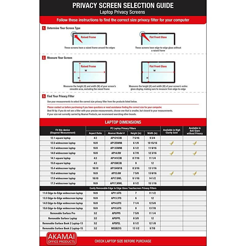 inch Akamai Computer Privacy Screen 169 Removable Edge to Edge Glass Blue Light Screen Protector Laptop Anti Glare Screen Protector