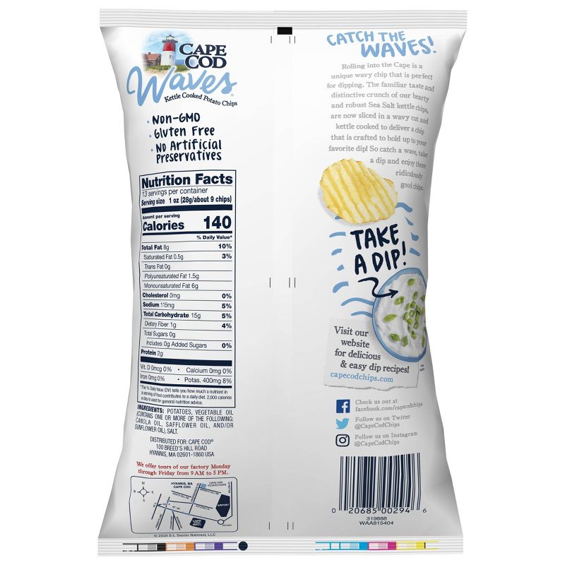 Cape Cod Sea Salt Waves Party Size Potato Chips - 13oz