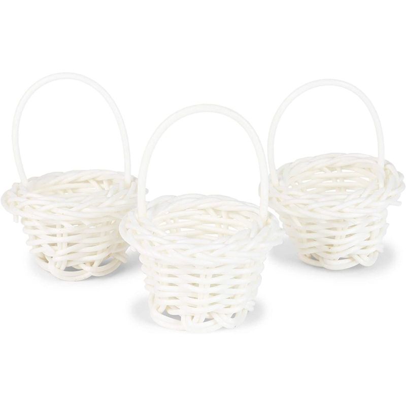 Juvale 24 Pack White Mini Woven Baskets with Handles (1.75 x 2.5 in)