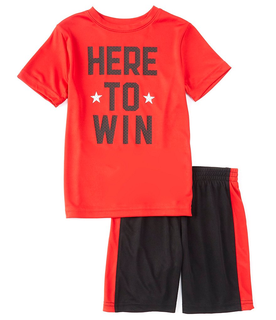 Kinetic by Class Club Little Boys 2T-7 Short-Sleeve Play Hard Performance Tee and Shorts Set