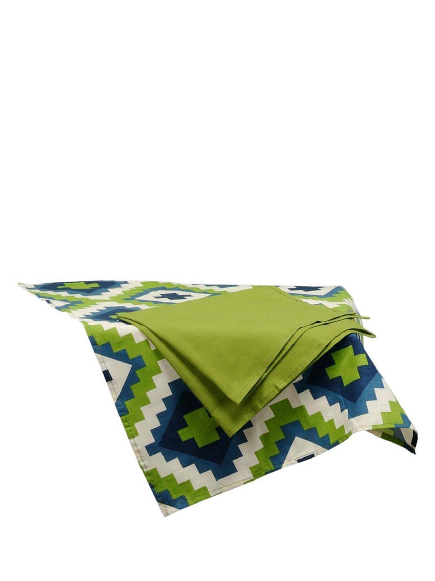 Swayam Green & Blue Kitchen Apron Combo - Set of 8