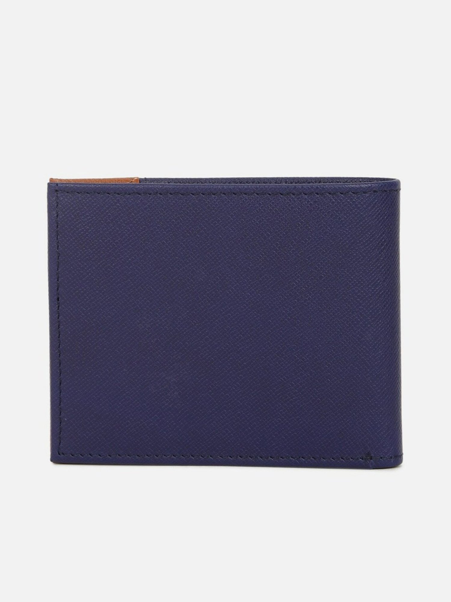 Louis Philippe Navy Leather Bi-Fold Wallet for Men
