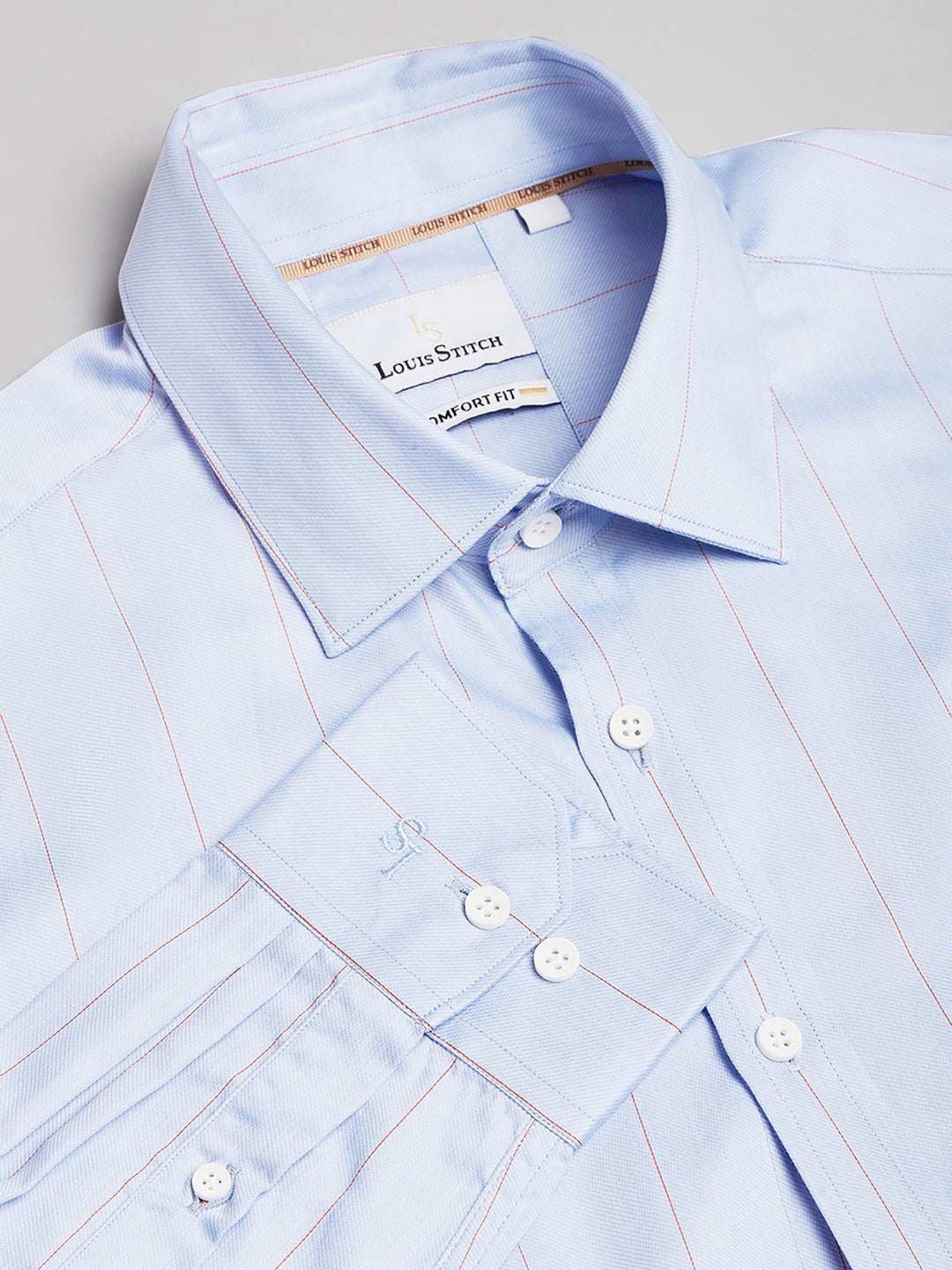 Louis Stitch Blue Cotton Regular Fit Striped Shirt