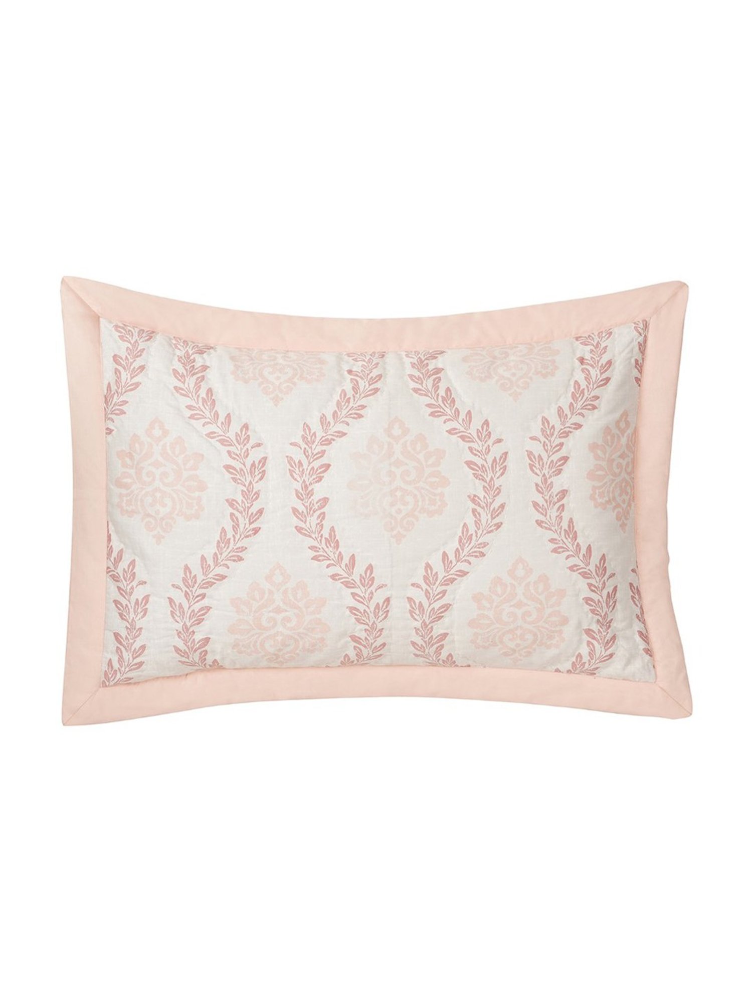 Maspar Tranquil Essence Lawn Leaflet Quilted Peach Cotton Standard Size Pillow Sham - Set of 2