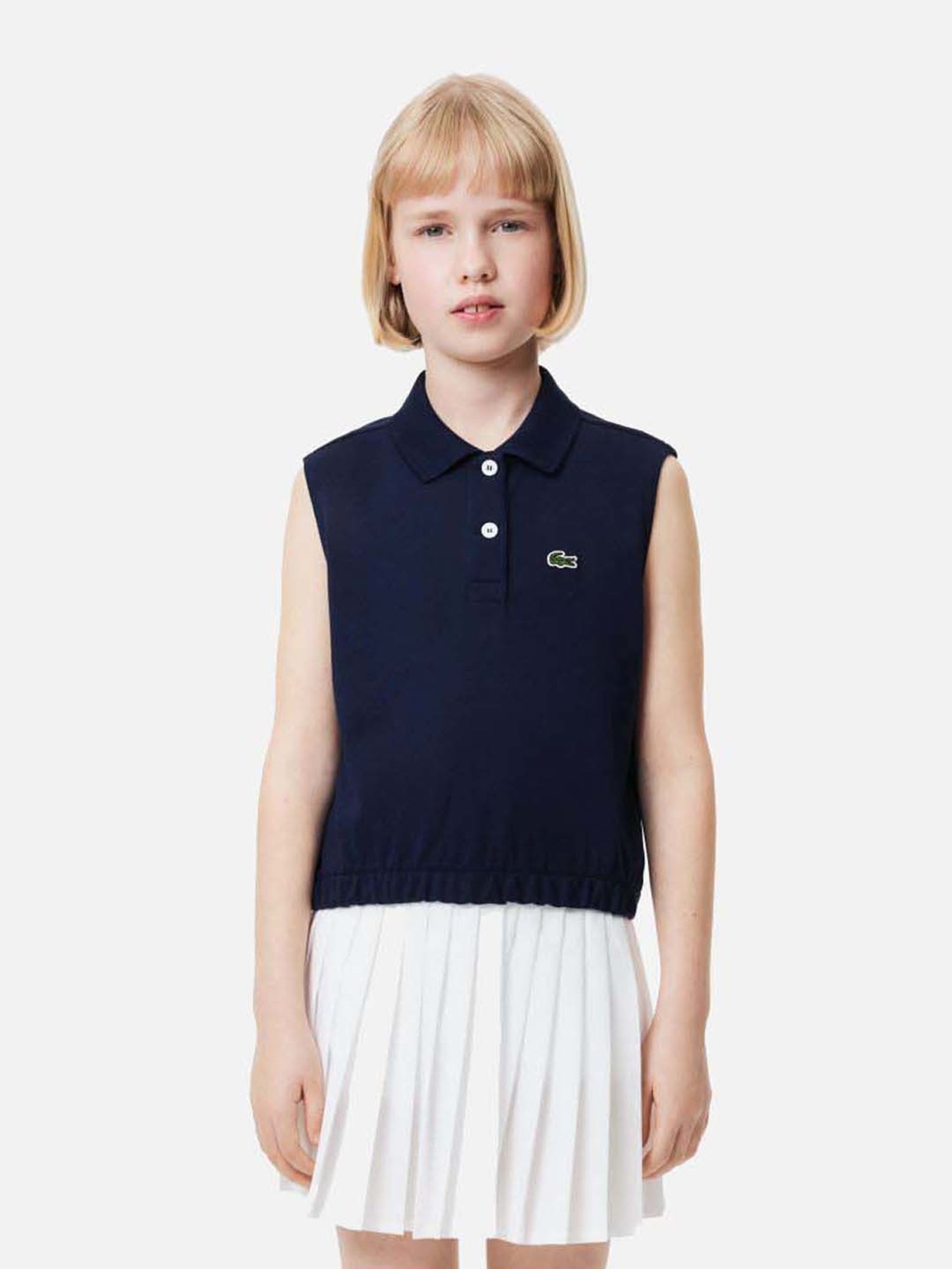 Lacoste Girls Navy Cotton Solid Polos & T-shirts