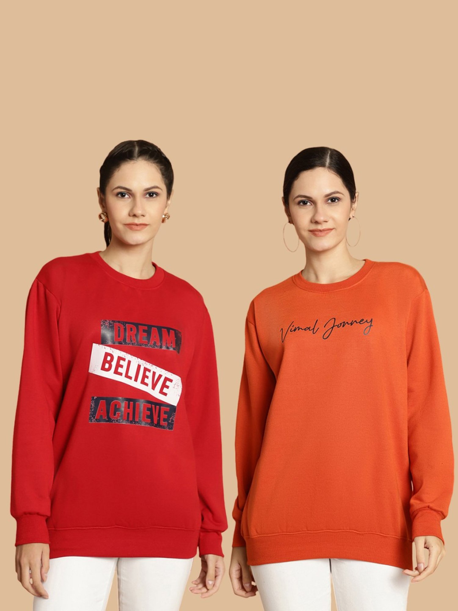 Vimal Jonney Maroon & Rust Printed Sweatshirt - Pack Of 2