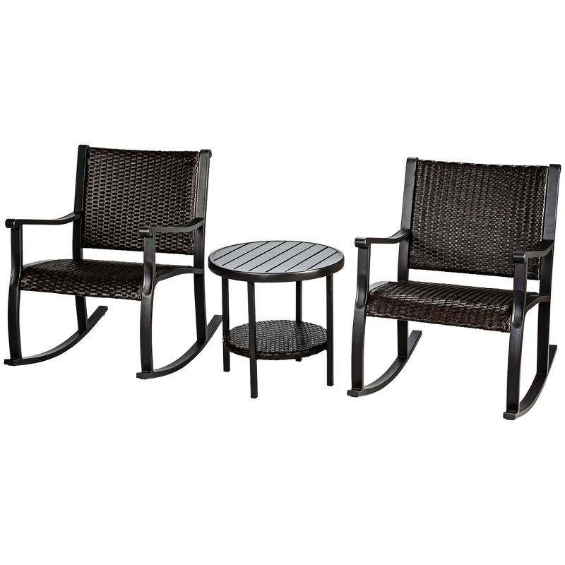 3pc Outdoor Wicker Conversation Set with Sofa Chairs & Table - Crestlive Products