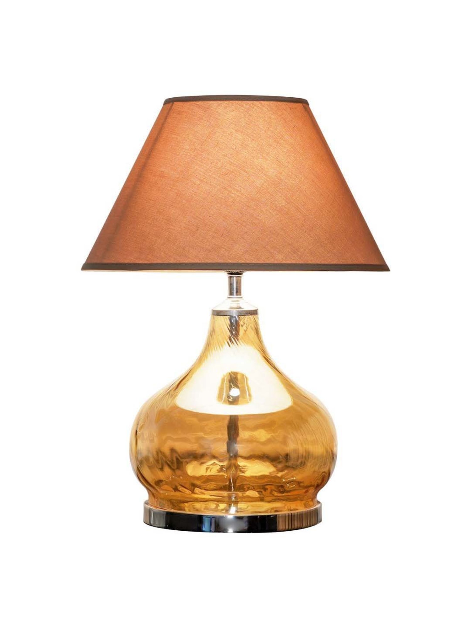 Kapoor Lamp Shades Amber & Nickel Glass Ingram Table Lamp With Cotton Shade