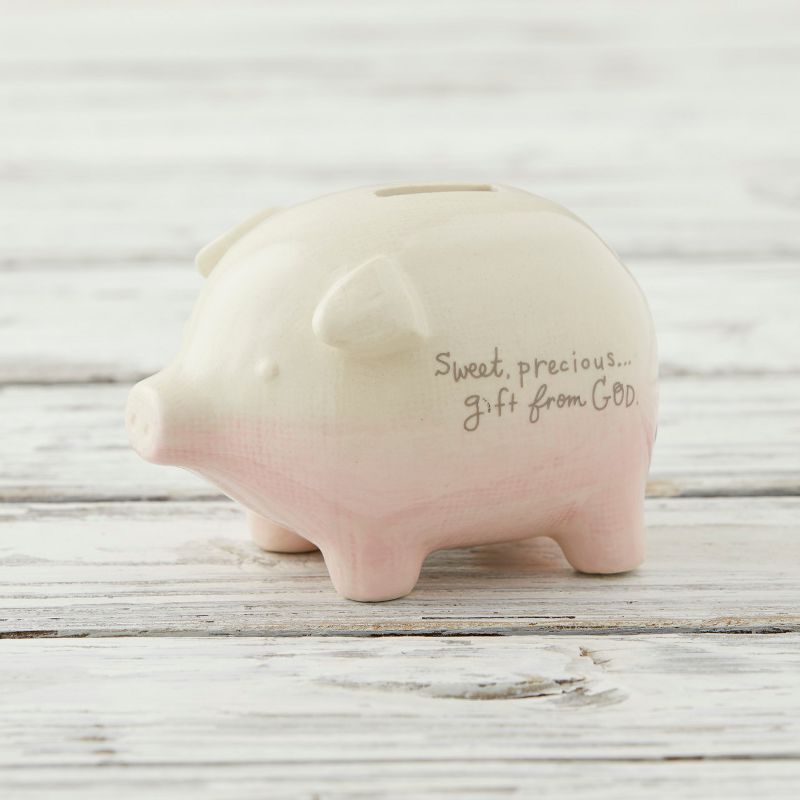 DEMDACO Pink Gift From God Piggy Bank 5 x 4 - Pink