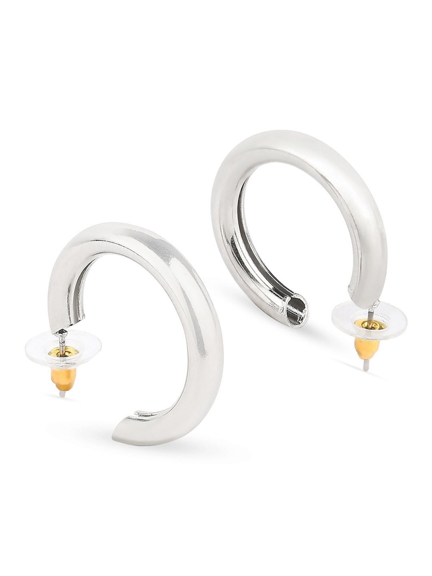ToniQ Stylish Silver Plated Hoop Earrings For Women