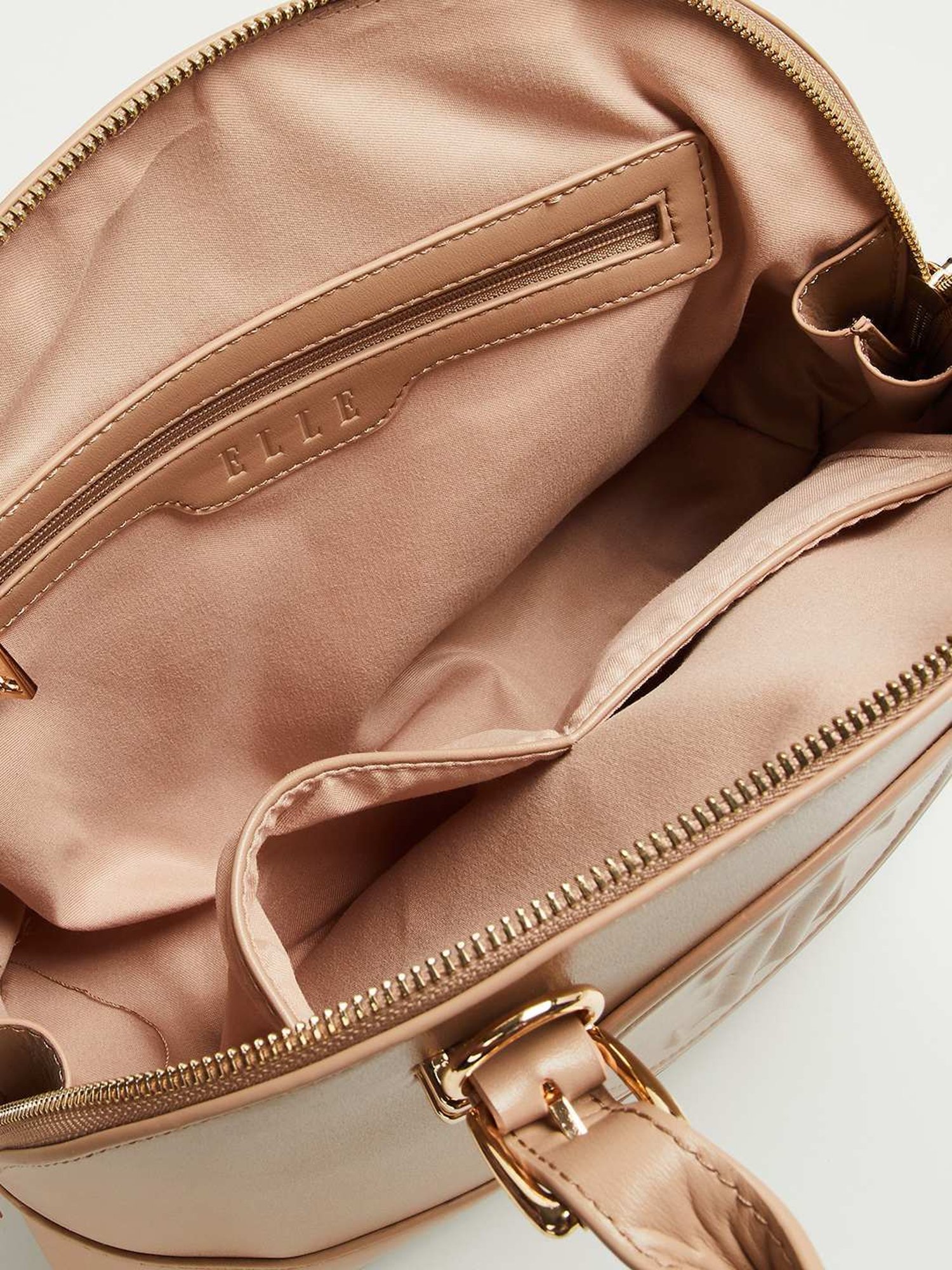 Elle Beige Solid Handbag