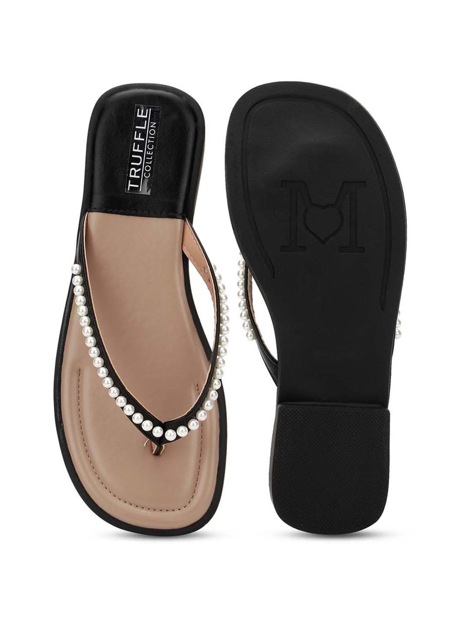 Truffle Collection Women's Black Thong Sandals