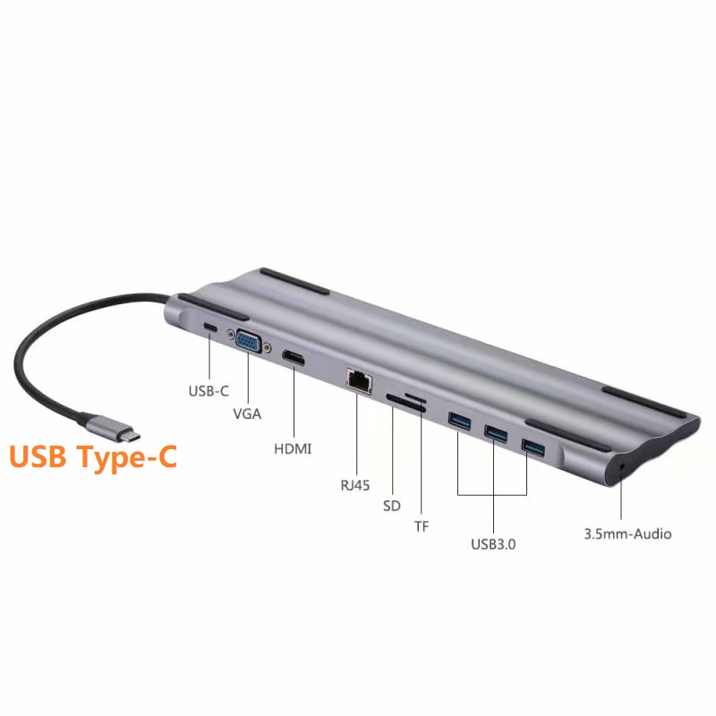 10 in 1 USB C HUB  10-in-1 USB-C Docking with 4K HDMI  1000M LAN  SD/TF PD VGA  USB3.0 x 3 Audio HUB,  Notebook Bracket, Laptop Stand Station, Your Efficient Office Toolkit for Type-C Connection.