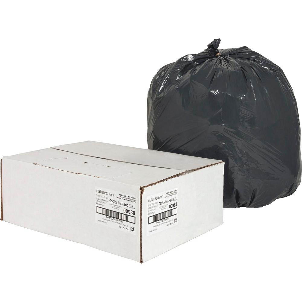 Nature Saver Trash Can Liners Rcycld 16 Gal .85mil 24"x31" 500/BX BK 00988
