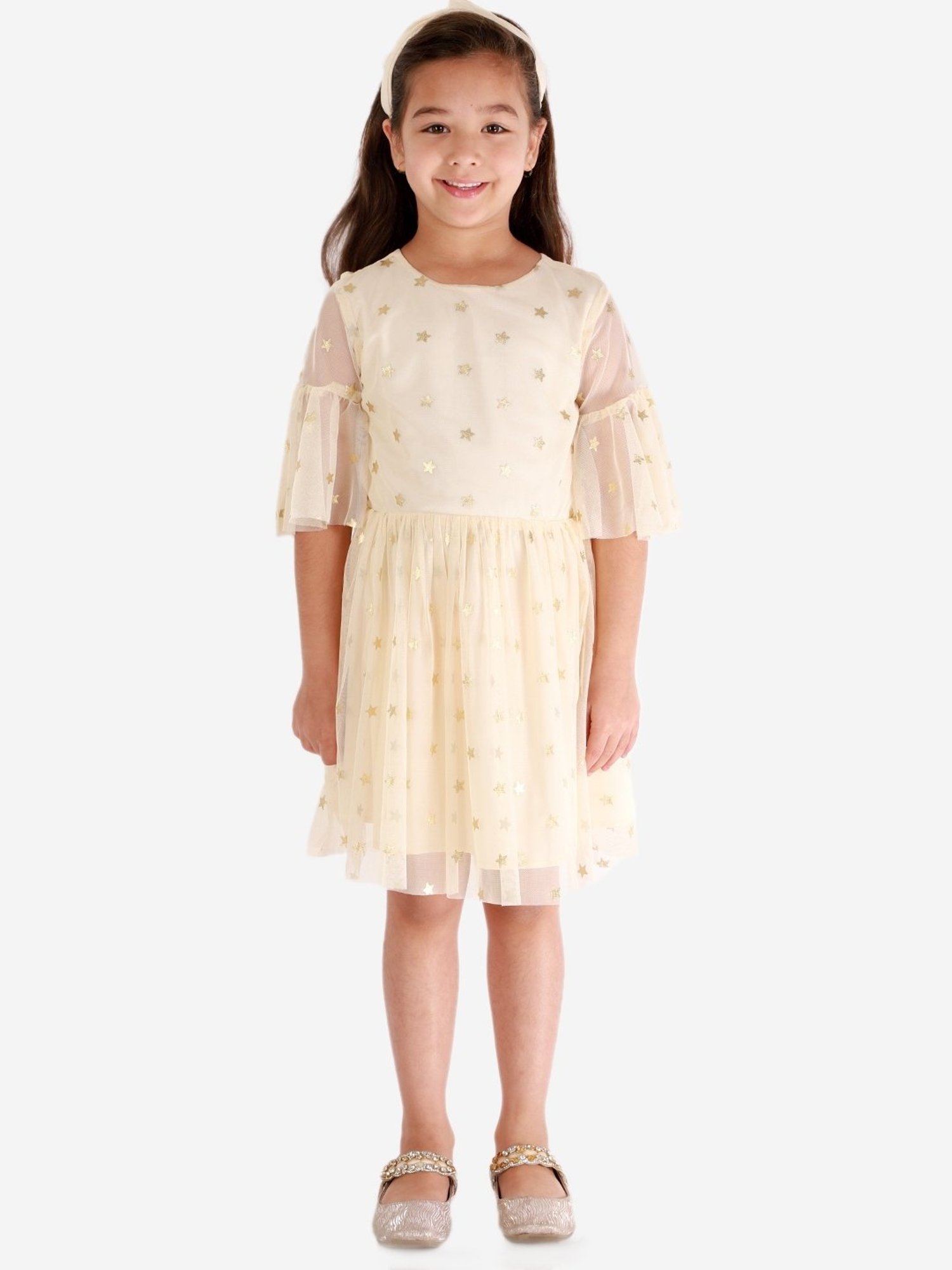 KidsDew Beige Embellished Casual Dress