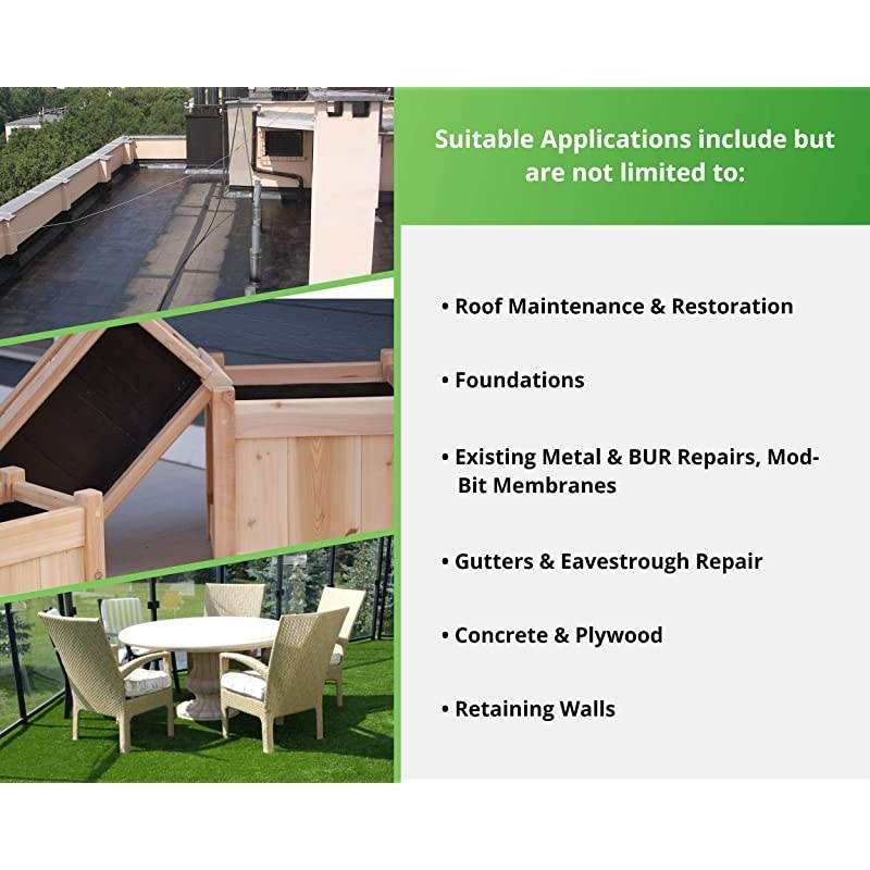 Rubber Waterproof Sealant - Multi-Surface Leak Repair Indoor and Outdoor Coating, Water-Based, Easy to Apply, Original Black, 5 Gallon