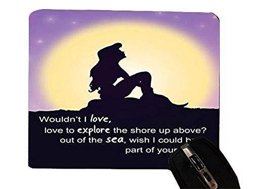 Trendy Accessories The Little Mermaid Silhouette Love Quote Pattern Design Print Desktop Office Silicone Mouse Pad