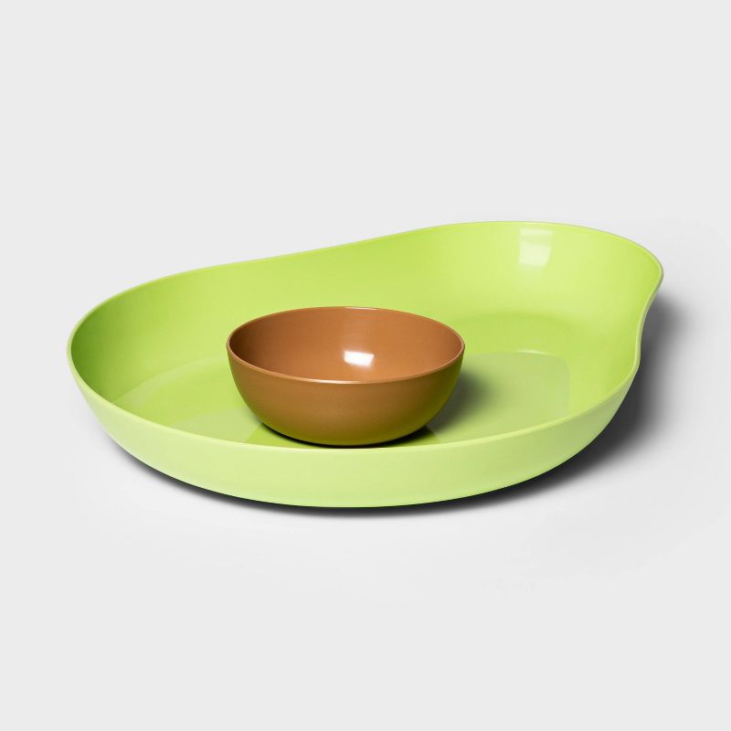 2pc Plastic Avocado Chip and Dip Bowl Green - Sun Squad™