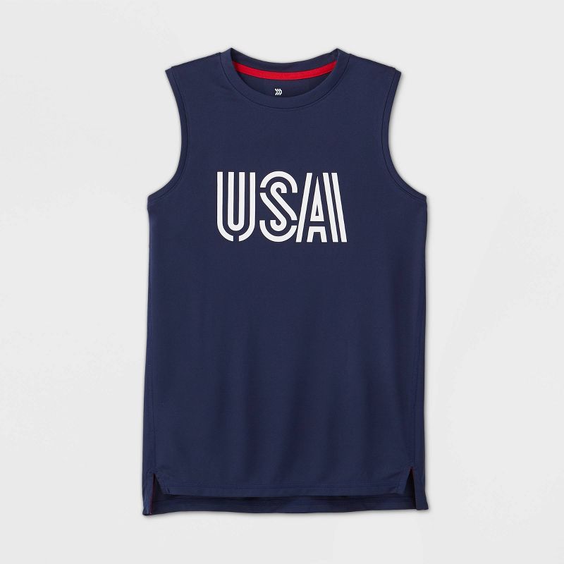 Boys' Sleeveless USA Graphic T-Shirt - All in Motion™ Navy M