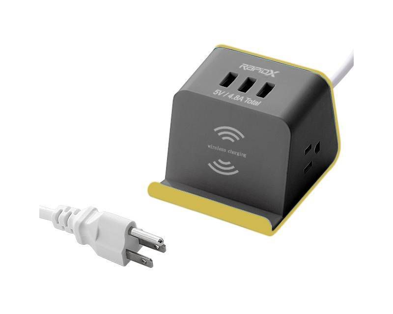 MyDesktop 29W Wireless Charging Stand with 3 USB Ports and 2 Power Outlets