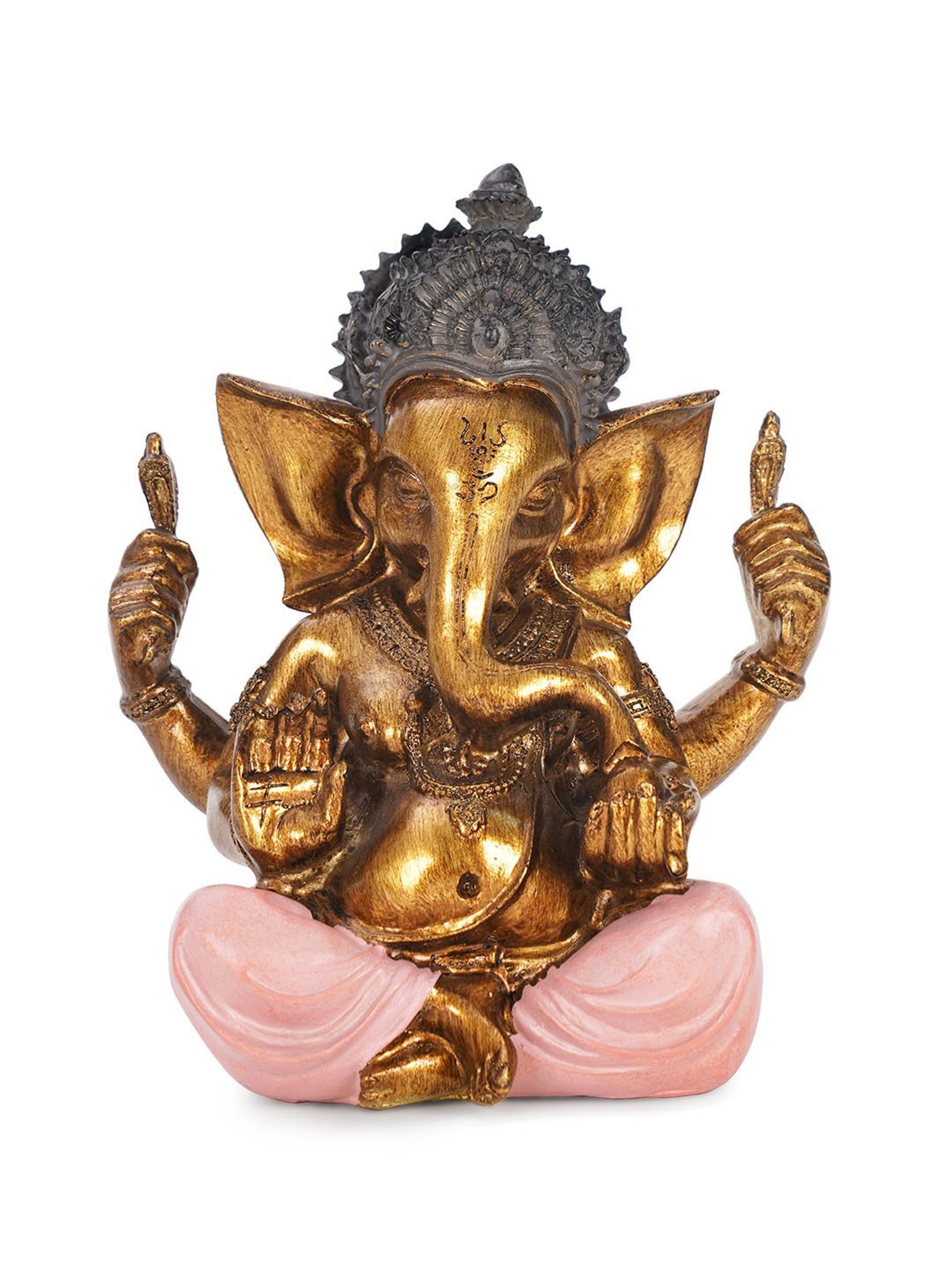 Pure Home and Living Gold & Pink Polyresin Ganesha Idol