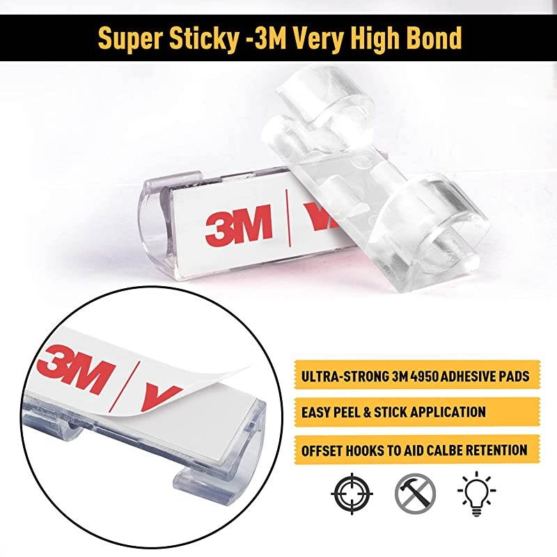 Cable Clips with Strong SelfAdhesive  Cable Management TV PC Wire Holder Sticky Tidy and Organise Cords and Wires 30 Pcs Clear