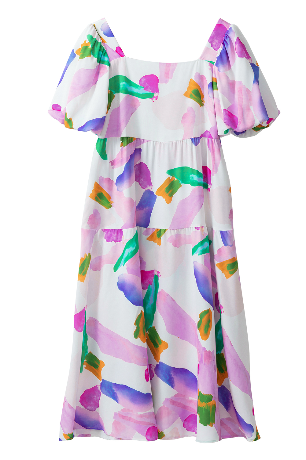 Multicolor Boho Floral Collared Long Sleeve Dress