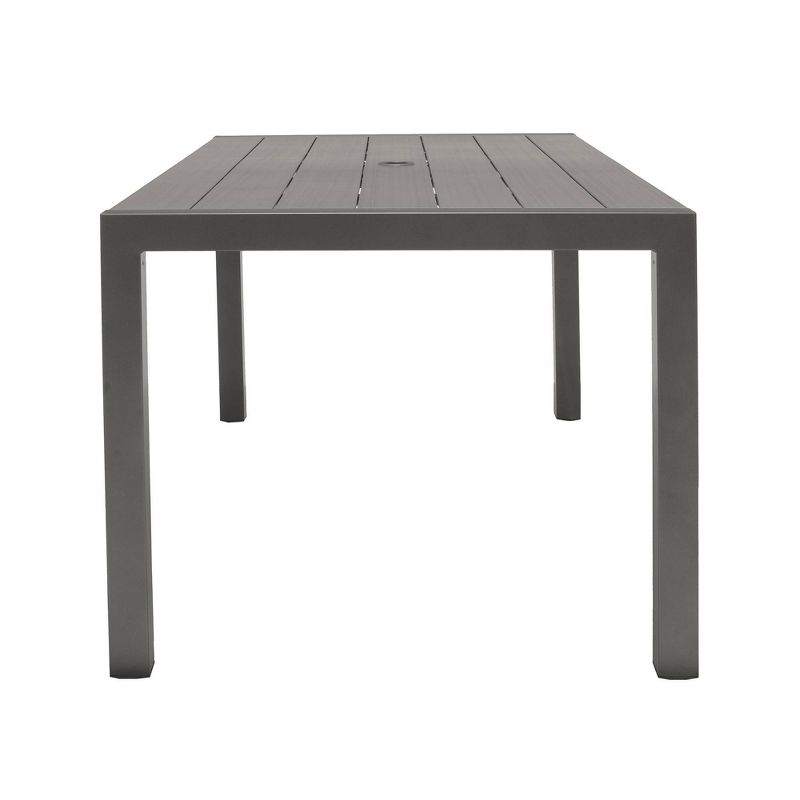 Solana Outdoor Rectangular Aluminum Dining Table in Cosmos Gray Finish with Wood Top - Armen Living