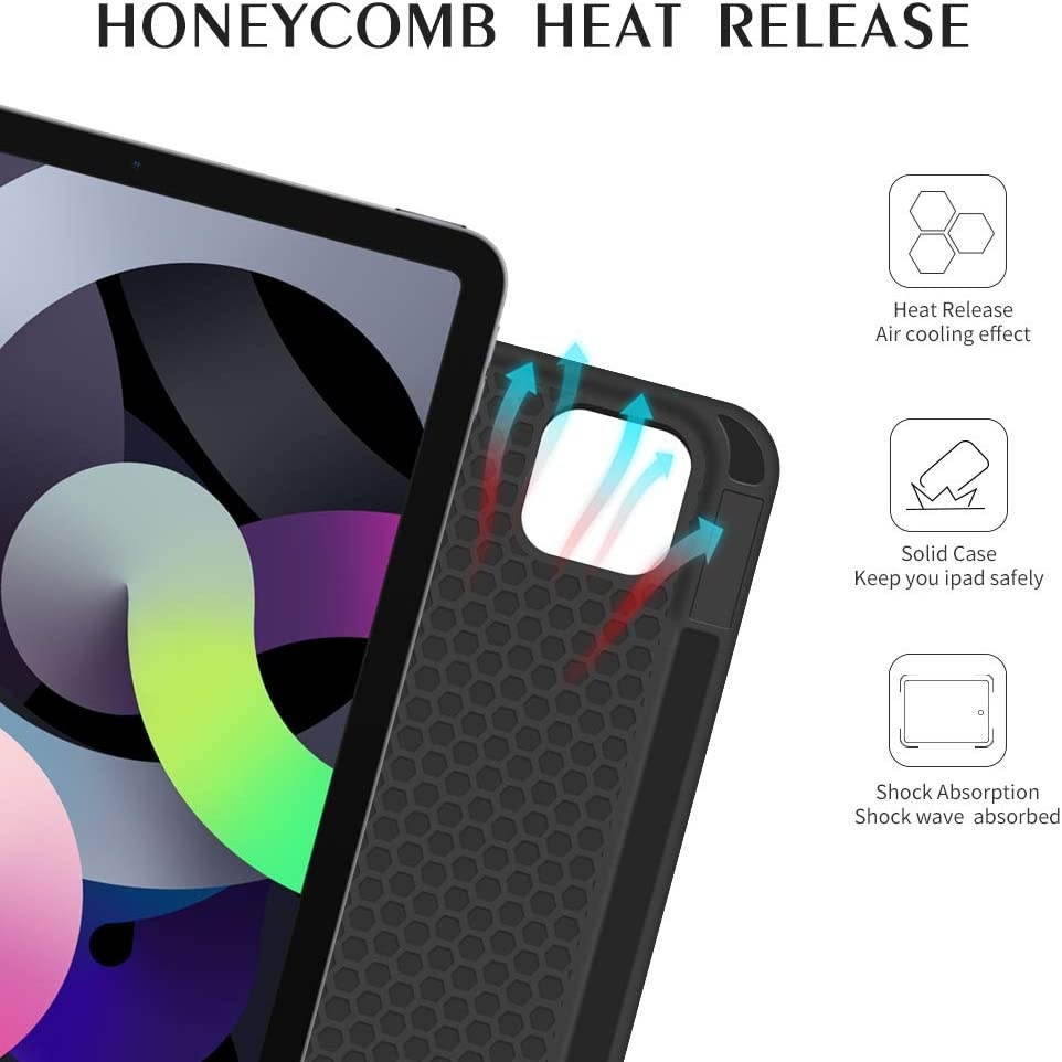 iPad Air 4th Gen Case Keyboard 2020 10.9 iPad - 2020/2018 11 iPad - Wireless Detachable BT Keyboard with Pencil Holder Charging - Auto Sleep/Wake Smart Cover (for 10.9/11 iPad Black)