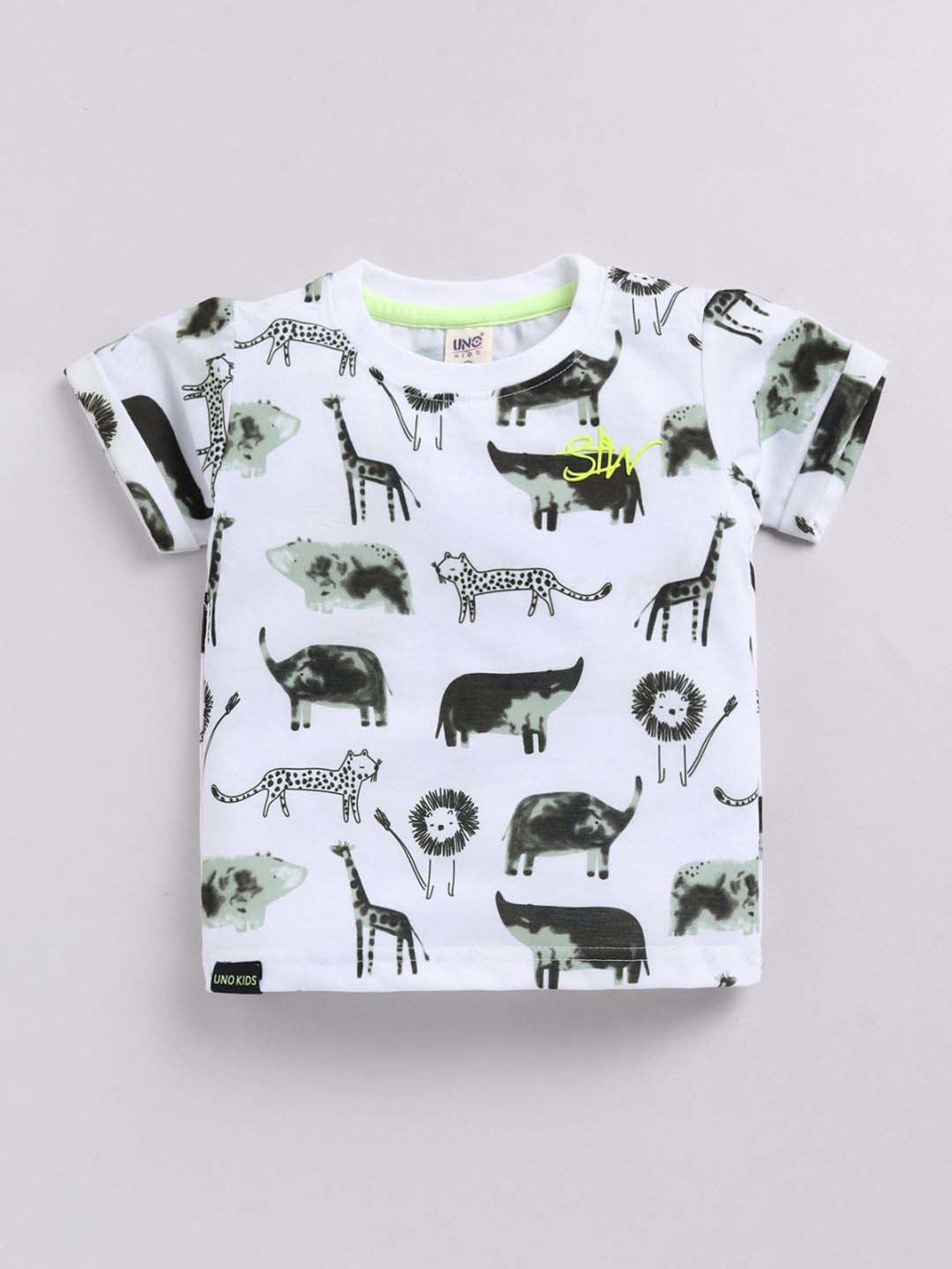 UNO KIDS Boys Green & White Printed Top & Short sets