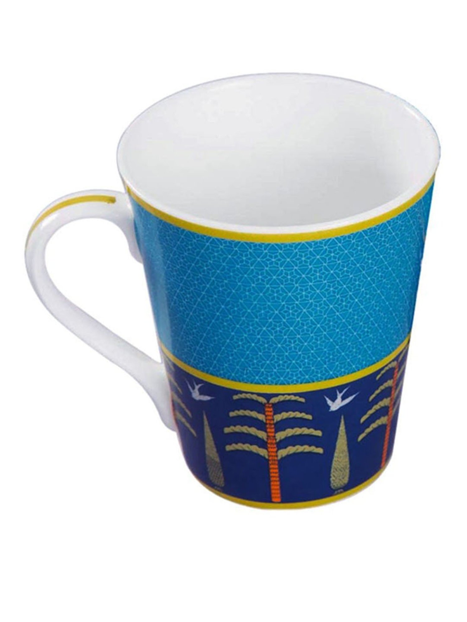 India Circus Fine Ceramic Floral Printed Milk Mug Set of 2 - 380 ml each