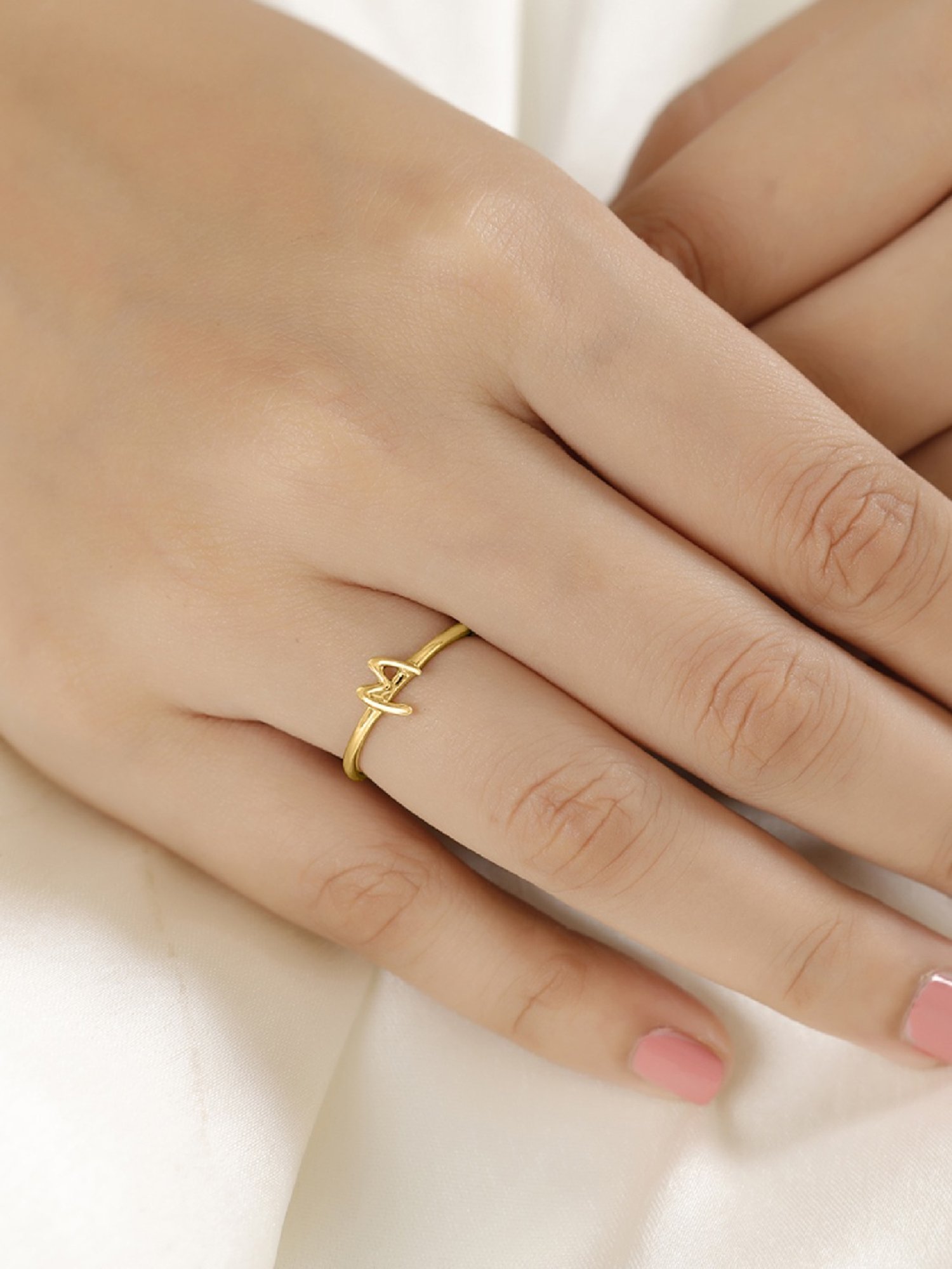 Mia by Tanishq Letter M 14k Yellow Gold Initial Ring