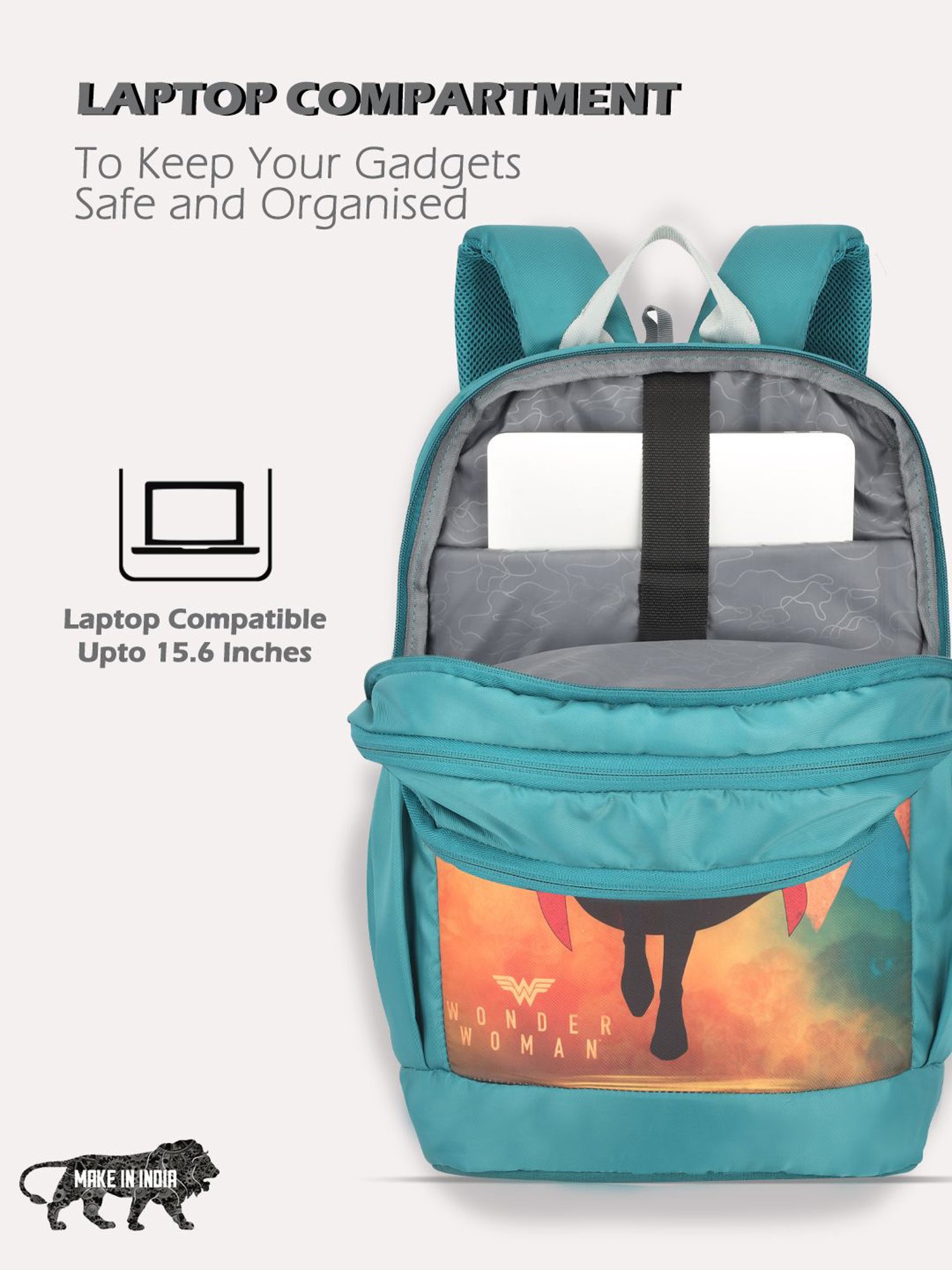 Lavie Sport Wonder woman 33L College Laptop Backpack For Boys & Girls (Teal)