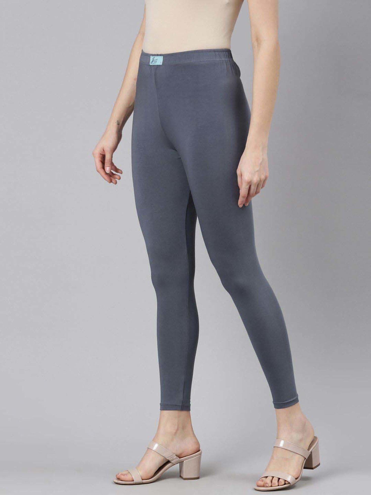 JCSS Grey & Blue Cotton Leggings - Pack Of 2