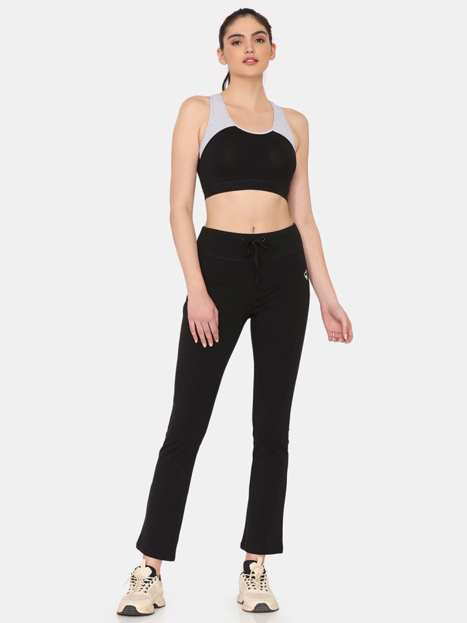 Zelocity by Zivame Jet Black Mid rise Sports Track Pants