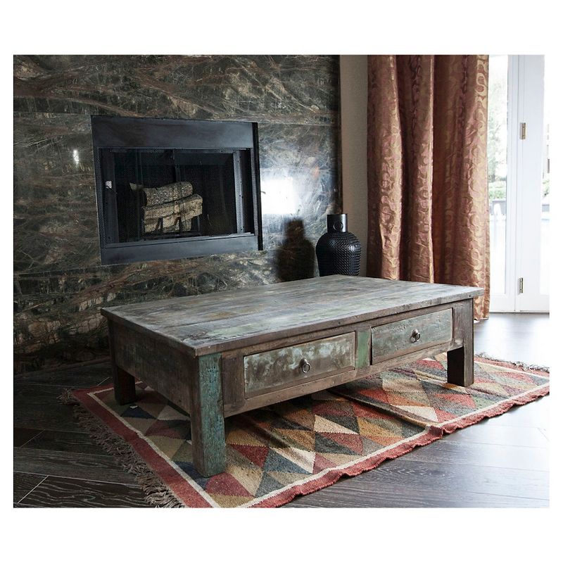 Reclaimed Wood Coffee Table and Double Drawers -Natural - Timbergirl