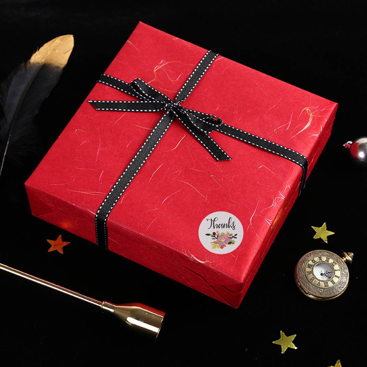 500Pcs/Roll Floral Pattern Thank You Sticker Sealing Labels Handmade Stickers