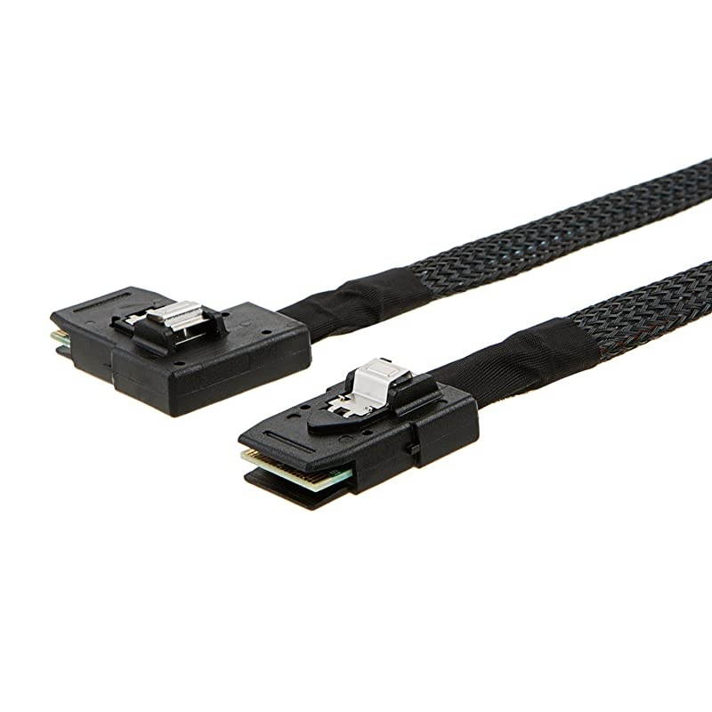 Internal Mini SAS SFF8087 to Right Angle SFF8087 Cord Internal Mini SAS to Mini SAS Cable Compatible with RAID or PCI Express Controller 25FT 075M