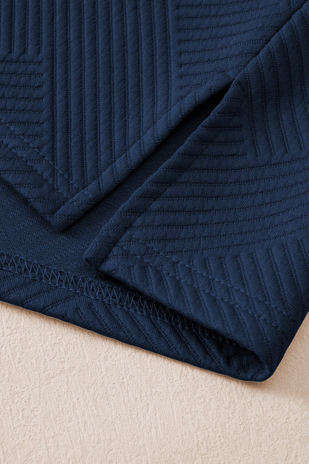 Green Solid Color Quilted Long Sleeve Top and Wide Leg Pants Set