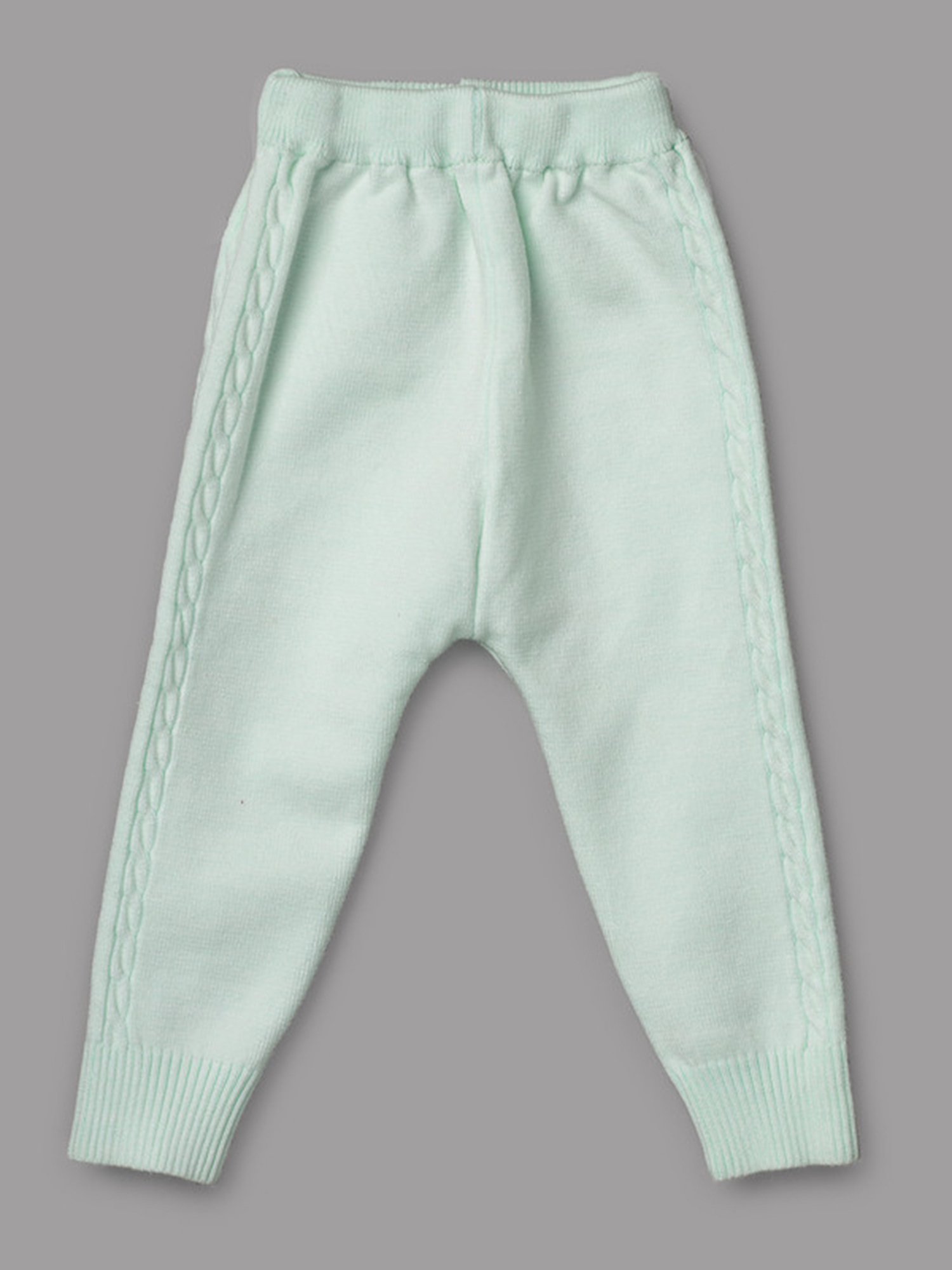 NEUDIS Girls Light Green Self Design Full Sleeves Sweatshirt with Joggers