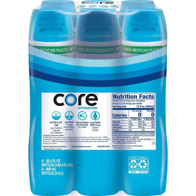 Core Hydration Purified Water - 6pk/30.4 fl oz Bottles