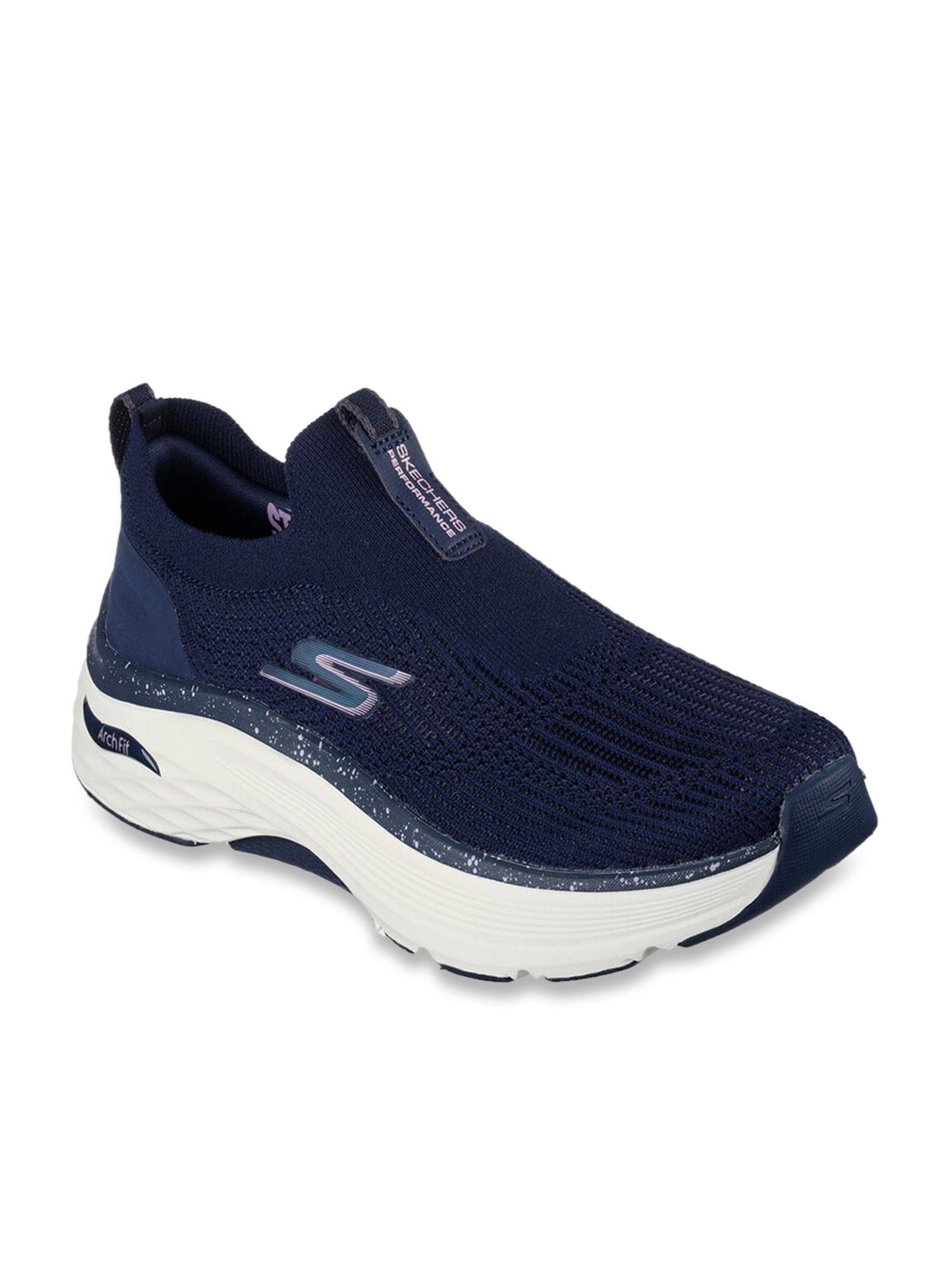 Skechers Women's MAX CUSHIONING ARCH FIT - MYR Navy Lavender Running Shoes