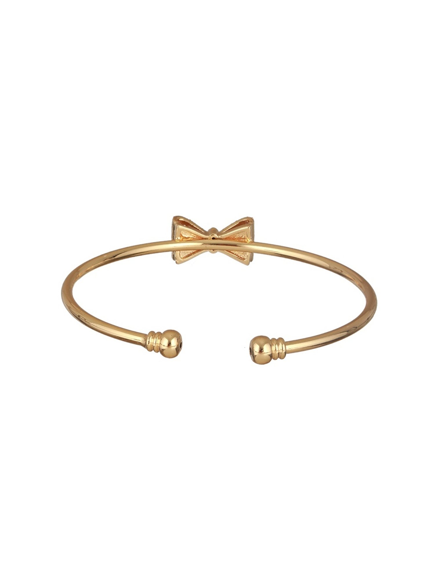 Prita by Priyaasi Studded Bow Gold-Plated Cuff Bracelet