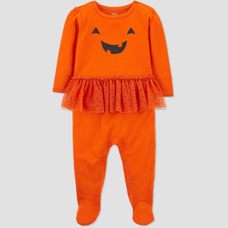 Baby Girls' Halloween Pumpkin Tutu Sleep N' Play - Just One You® made by carter's Orange 3M