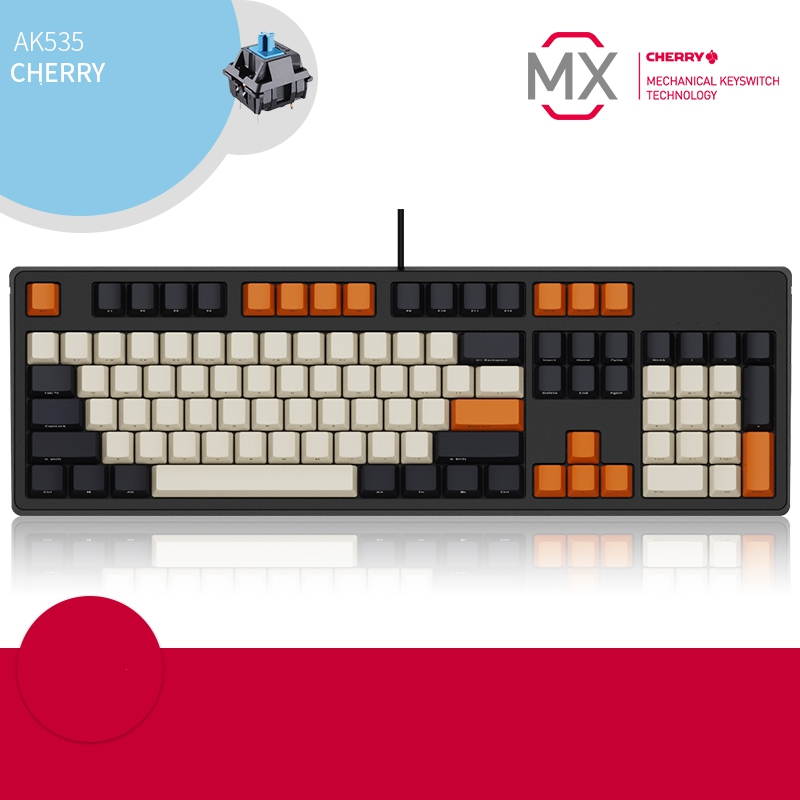A-jazz AK535  N-key Rollover  Ergonomic Design,Cool Exterior USB Wired Cherry  MX Red Mechanical Gaming  Keyboard For Office And Game,  PBT Keycaps  - Blue Lotus ( No Light Version )