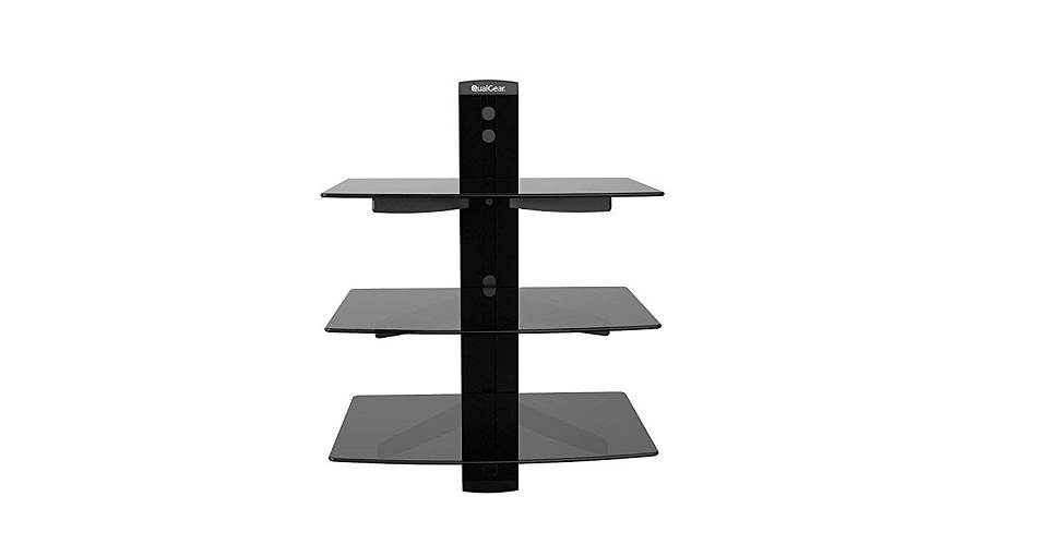 QualGear&reg; Universal Triple Shelf Wall Mount for A/V Components upto 8kgs/17.6lbs(x3), Black (QG-DB-003-BLK)