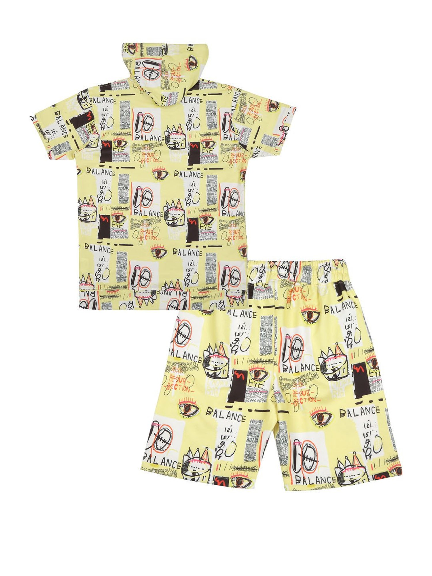 Cavio Kids Yellow Printed T-Shirt with Shorts