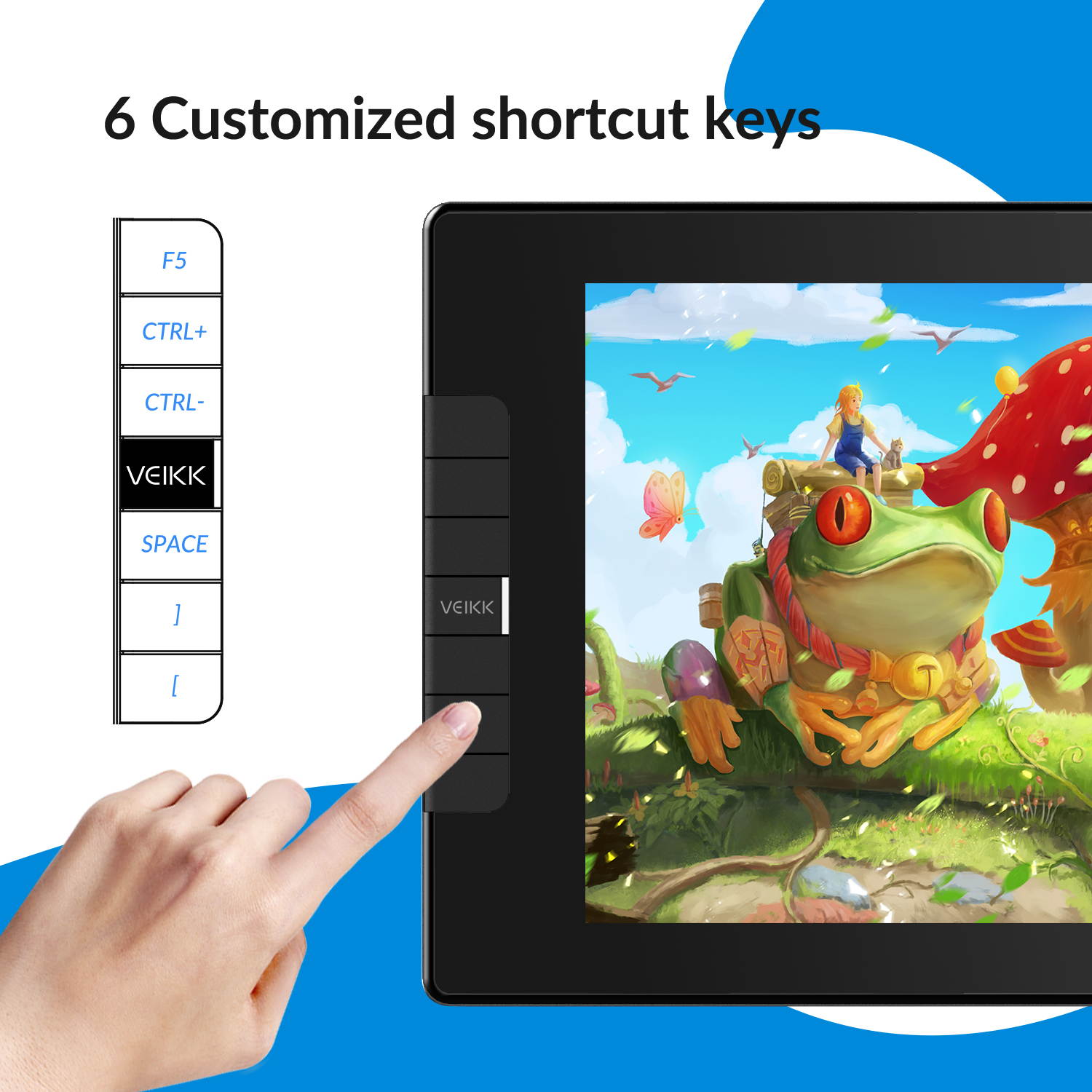 VEIKK VK1200 Graphic Display Graphics Drawing Monitor with Tilt Function Battery Free Stylus and 6 Shortcut Keys (8192 Levels Pen Pressure and 72% NTSC)-11.6 Inch IPS Pen Monitor with stand